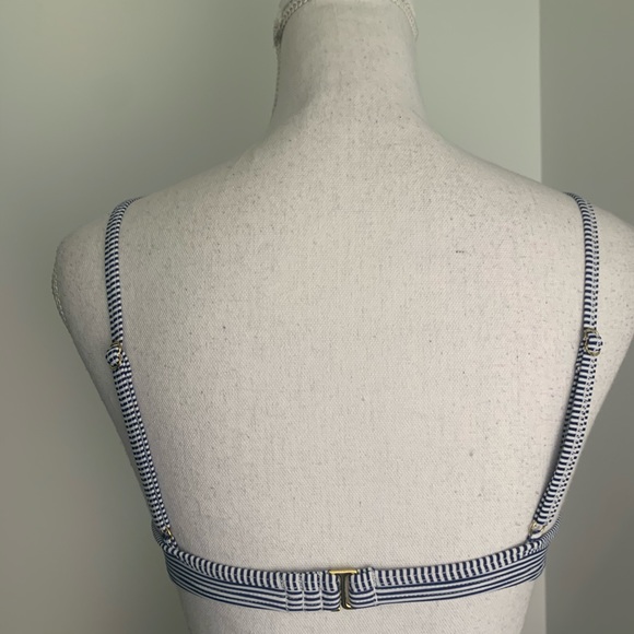 Nautical white and navy striped bikini top - Picture 2 of 5